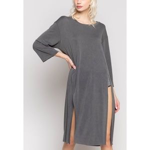 Oversized Charcoal Split Front Tunic NWOT